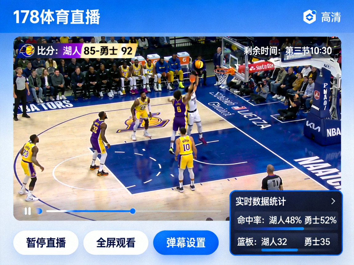 178体育直播App内NBA篮球比赛高清实时直播界面